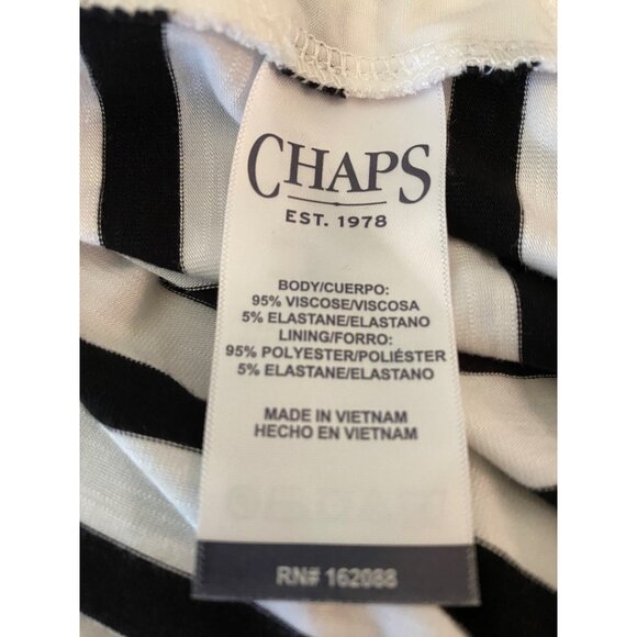 Striped Black & White Chaps Belted Short Sleeve Dress XL - Picture 4 of 11